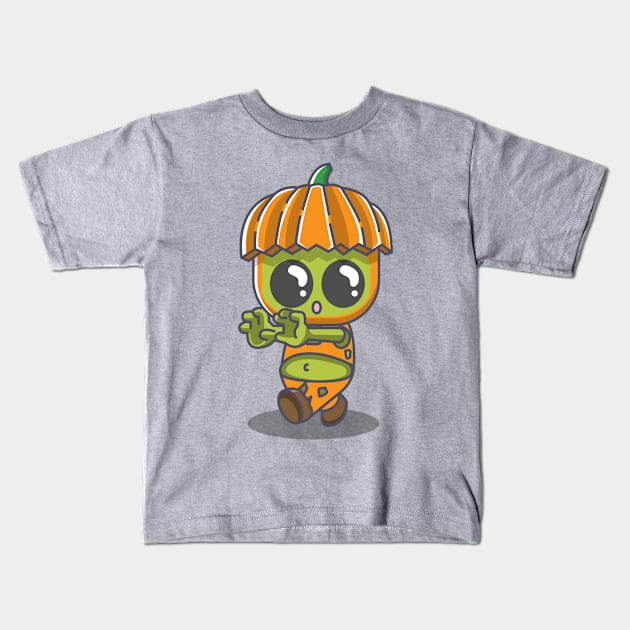 Cute pumpkin zombie Kids T-Shirt by fflat hds